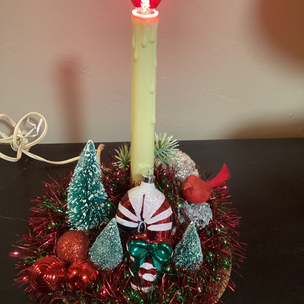 Vintage Electric Light Candolier Christmas Candle. Decorated